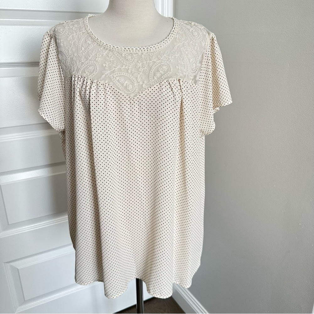 Chic Polka Dot Lace Women's Blouse